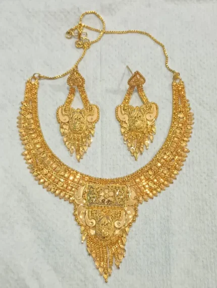International Grated Gold Plated Jewellery Necklace Set For Women - Necklace - sita har - gold polish 24k